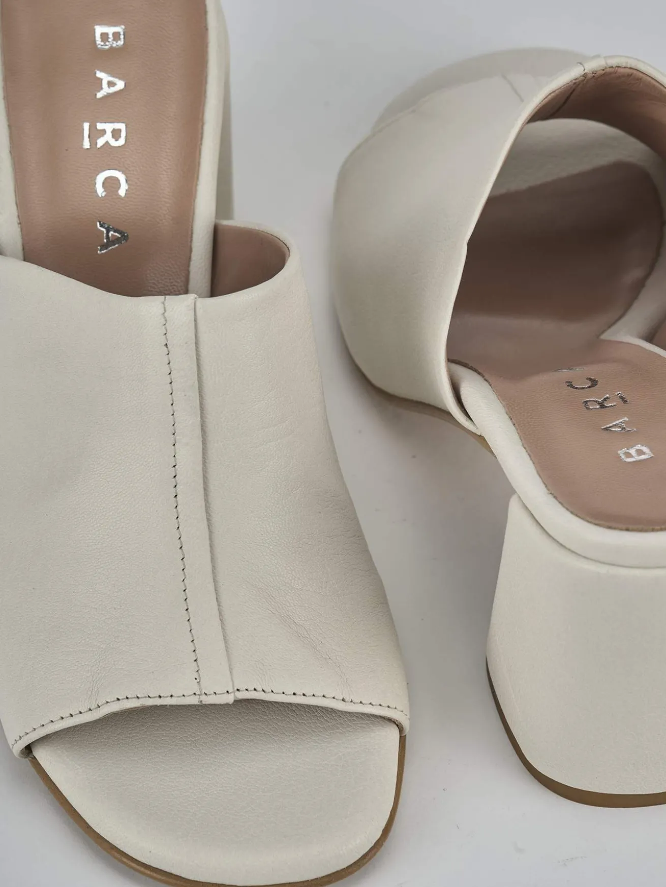 Ciabatte tacco 7cm pelle bianco