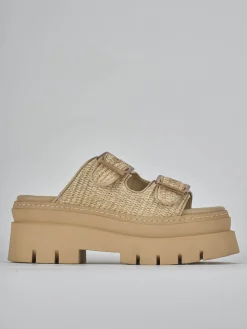 Ciabatte tacco 1cm pelle beige