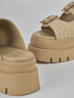 Ciabatte tacco 1cm pelle beige