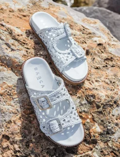 Ciabatte tacco 1cm pelle bianco