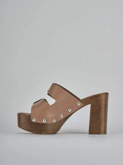 Ciabatte tacco 10cm pelle beige