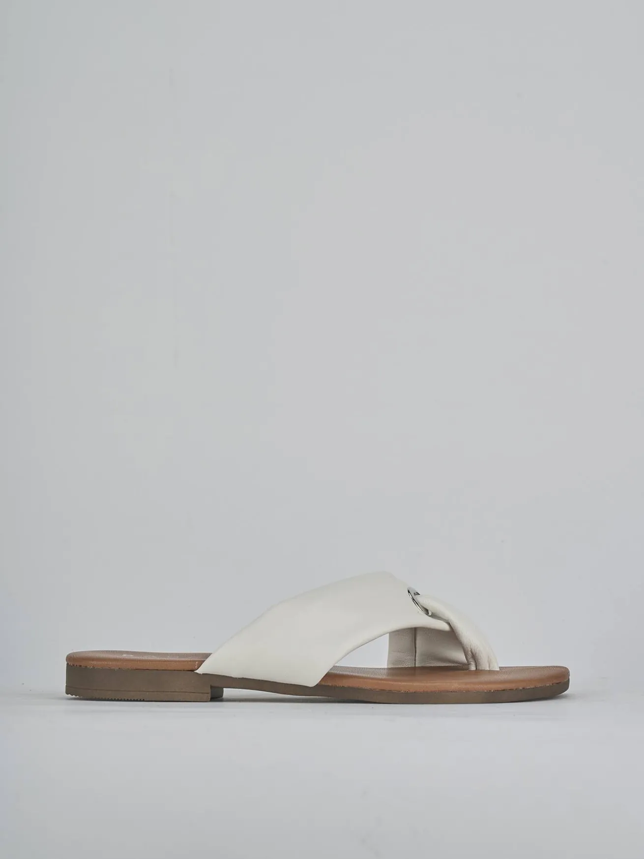 Ciabatte tacco 1cm pelle bianco