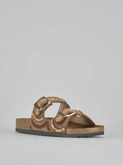 Ciabatte tacco 1cm pelle bronzo