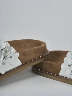 Ciabatte tacco 1cm pelle bianco