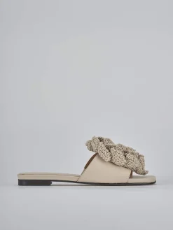 Ciabatte tacco 1cm pelle beige