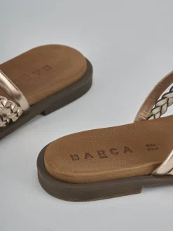 Ciabatte tacco 1cm pelle bronzo