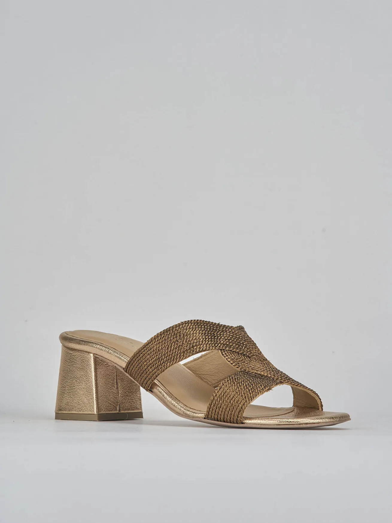 Ciabatte tacco 5cm pelle bronzo