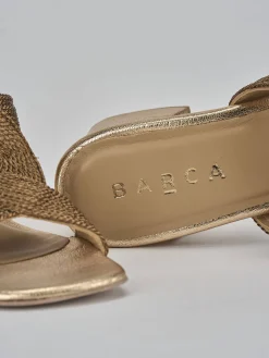 Ciabatte tacco 5cm pelle bronzo