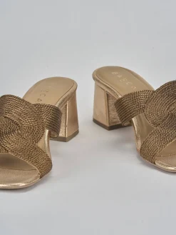 Ciabatte tacco 5cm pelle bronzo