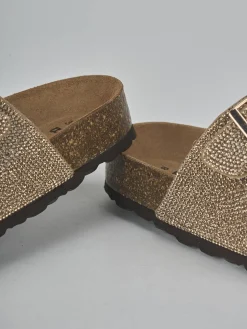 Ciabatte tacco 1cm pelle bronzo