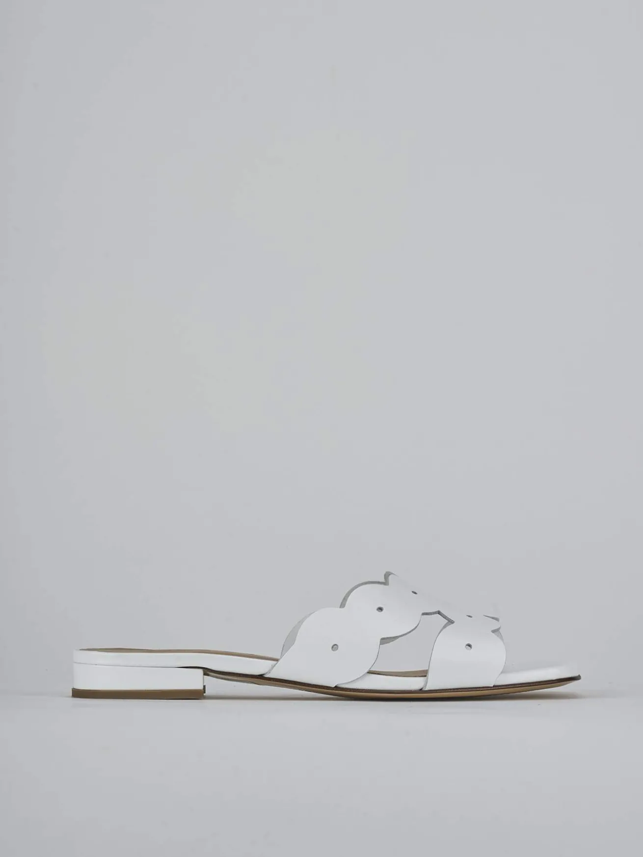 Ciabatte tacco 1cm pelle bianco