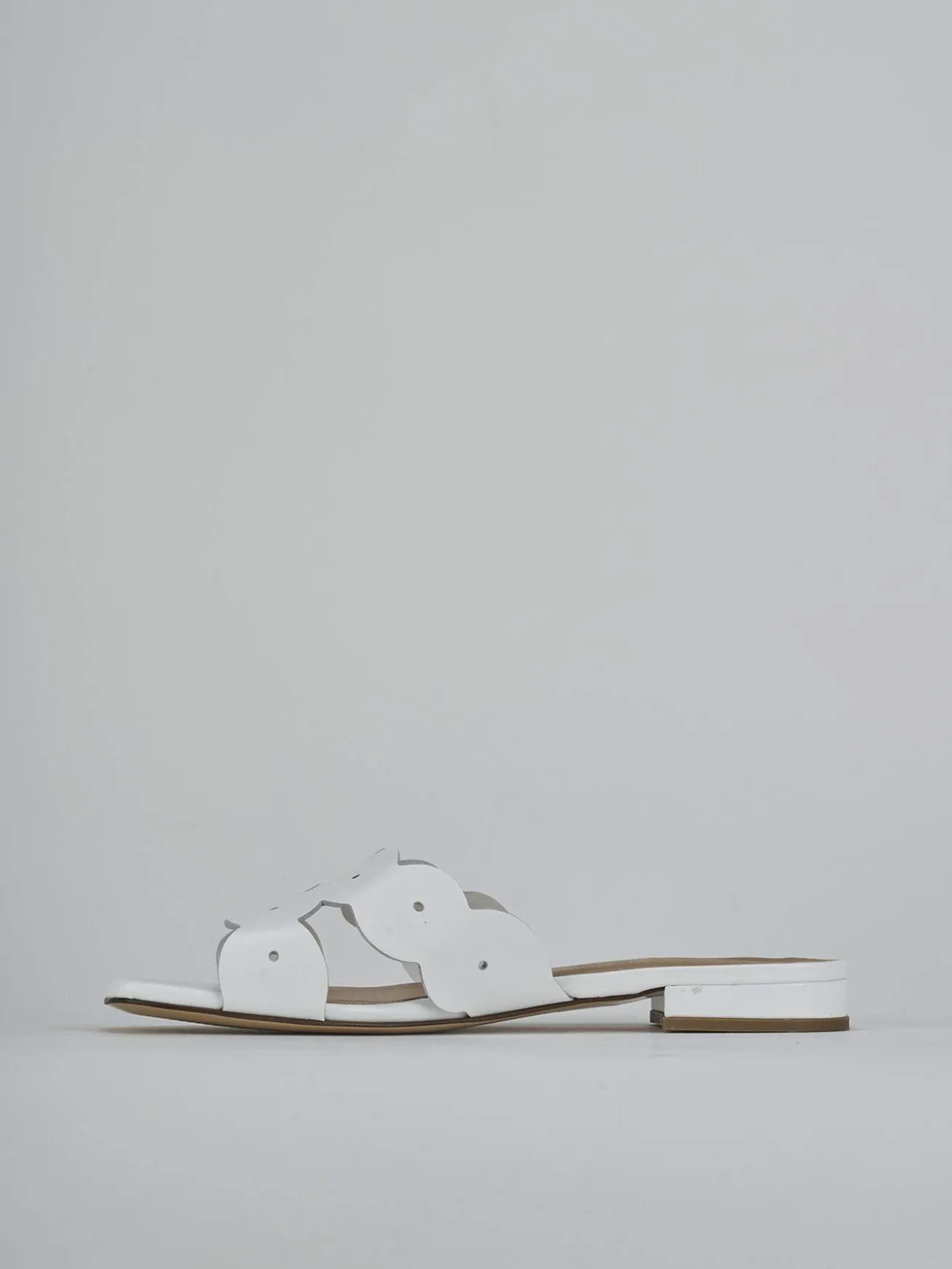 Ciabatte tacco 1cm pelle bianco