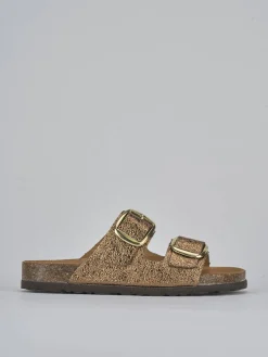 Ciabatte tacco 1cm pelle bronzo