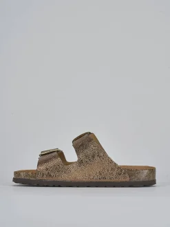 Ciabatte tacco 1cm pelle bronzo