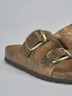 Ciabatte tacco 1cm pelle bronzo