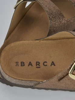 Ciabatte tacco 1cm pelle bronzo