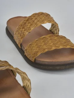 Ciabatte tacco 1cm pelle giallo