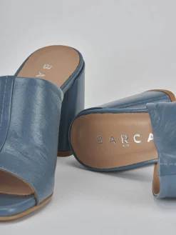 Ciabatte tacco 7cm pelle jeans