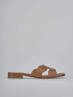 Ciabatte tacco 1cm pelle marrone