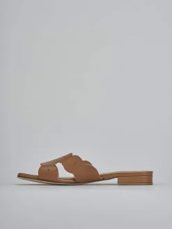 Ciabatte tacco 1cm pelle marrone