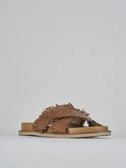 Ciabatte tacco 1cm pelle marrone