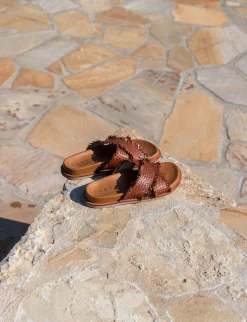 Ciabatte tacco 1cm pelle marrone