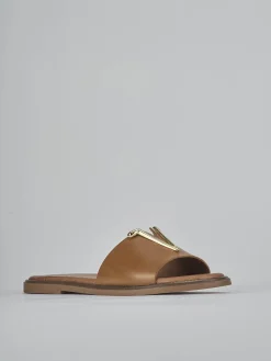 Ciabatte tacco 1cm pelle marrone