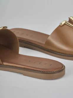 Ciabatte tacco 1cm pelle marrone