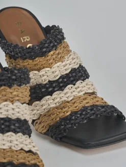 Ciabatte tacco 9cm pelle multicolor