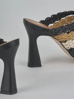 Ciabatte tacco 9cm pelle multicolor