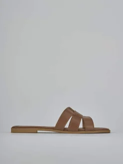 Ciabatte tacco 1cm pelle marrone