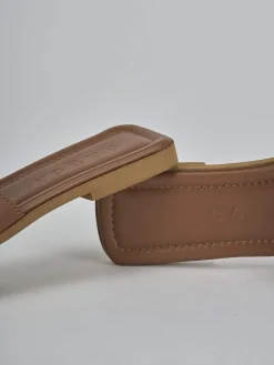 Ciabatte tacco 1cm pelle marrone