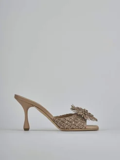 Ciabatte tacco 8cm pelle marrone