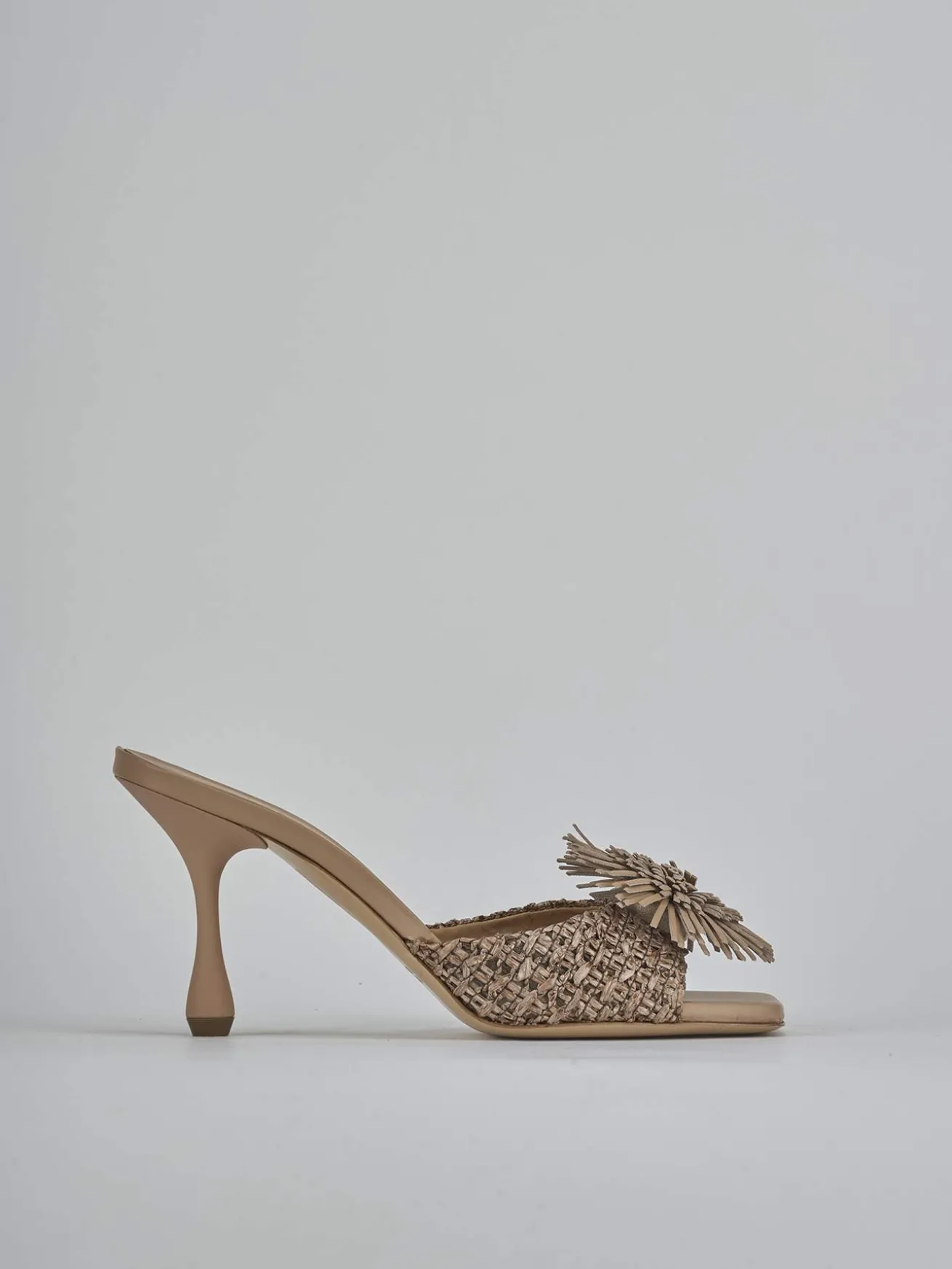 Ciabatte tacco 8cm pelle marrone