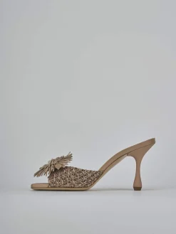 Ciabatte tacco 8cm pelle marrone