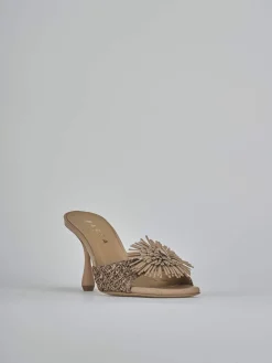 Ciabatte tacco 8cm pelle marrone