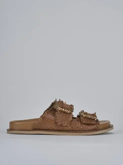 Ciabatte tacco 1cm pelle marrone