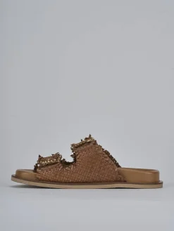 Ciabatte tacco 1cm pelle marrone