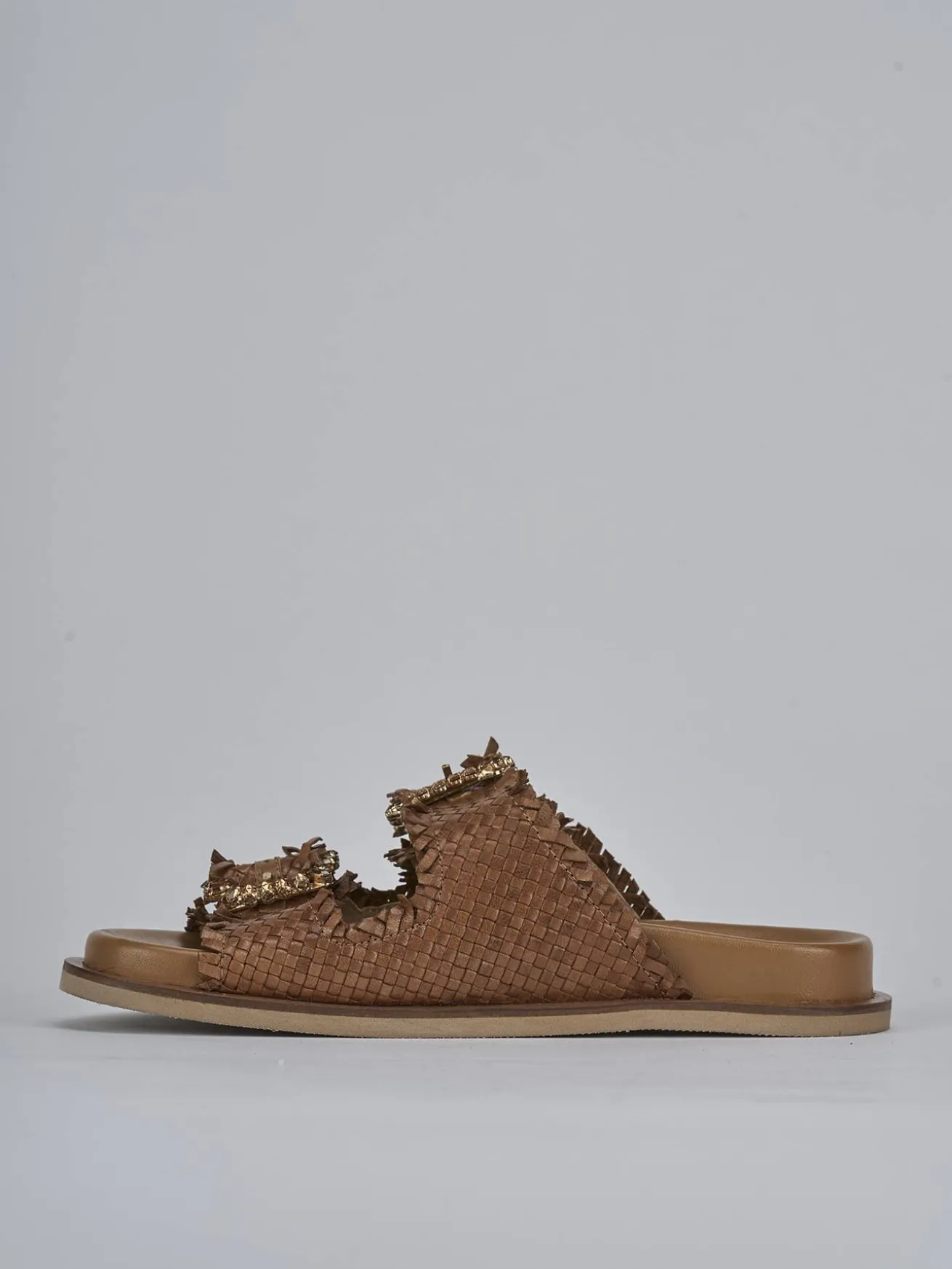 Ciabatte tacco 1cm pelle marrone