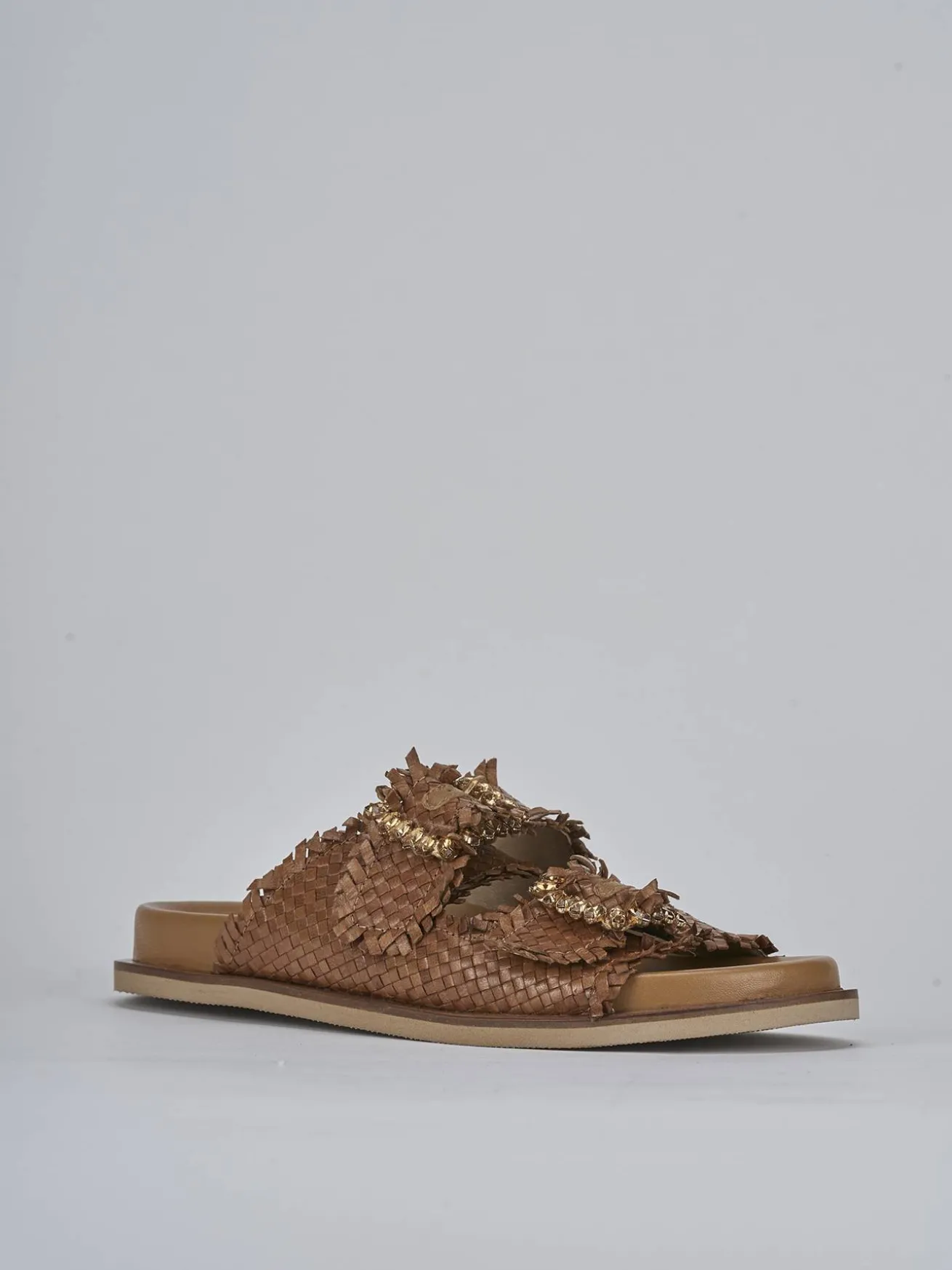 Ciabatte tacco 1cm pelle marrone