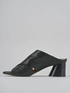 Ciabatte tacco 5cm pelle nero