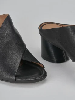 Ciabatte tacco 5cm pelle nero