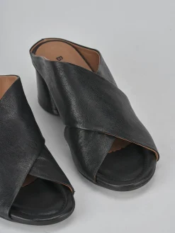 Ciabatte tacco 5cm pelle nero