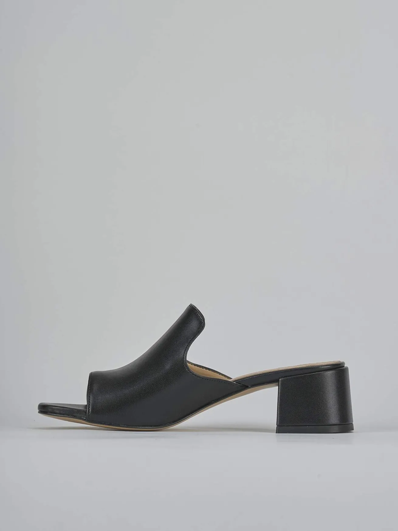 Ciabatte tacco 5cm pelle nero