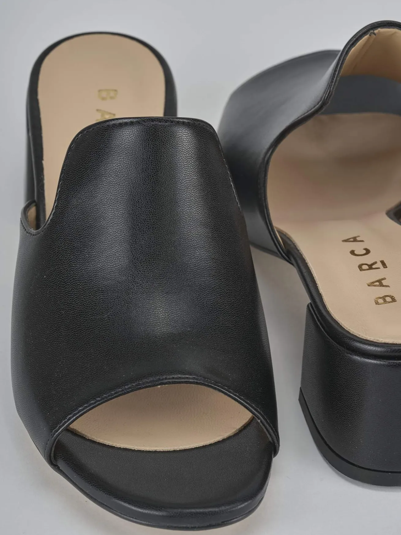 Ciabatte tacco 5cm pelle nero