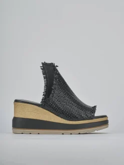 Ciabatte tacco 8cm pelle nero