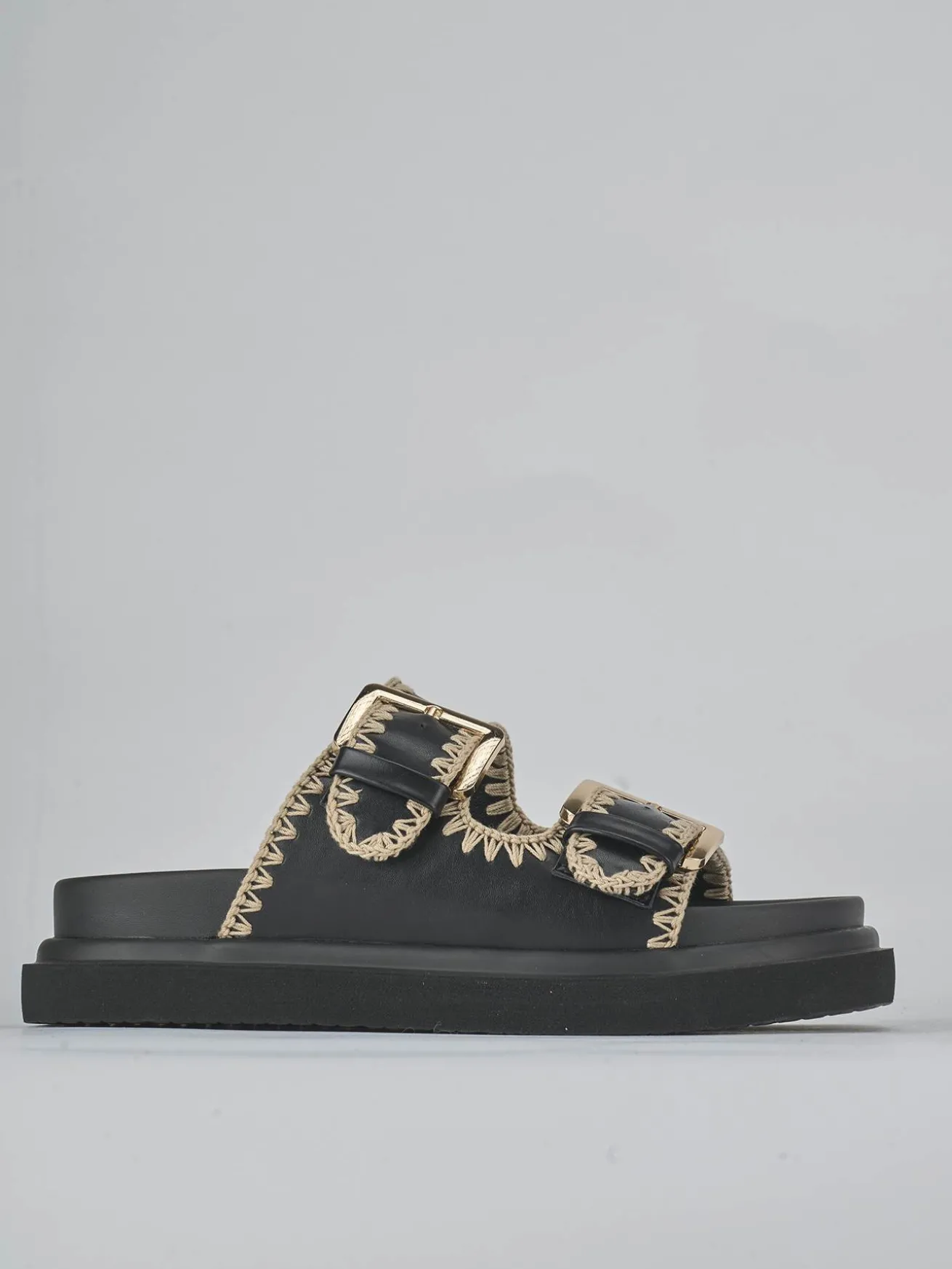 Ciabatte tacco 1cm pelle nero