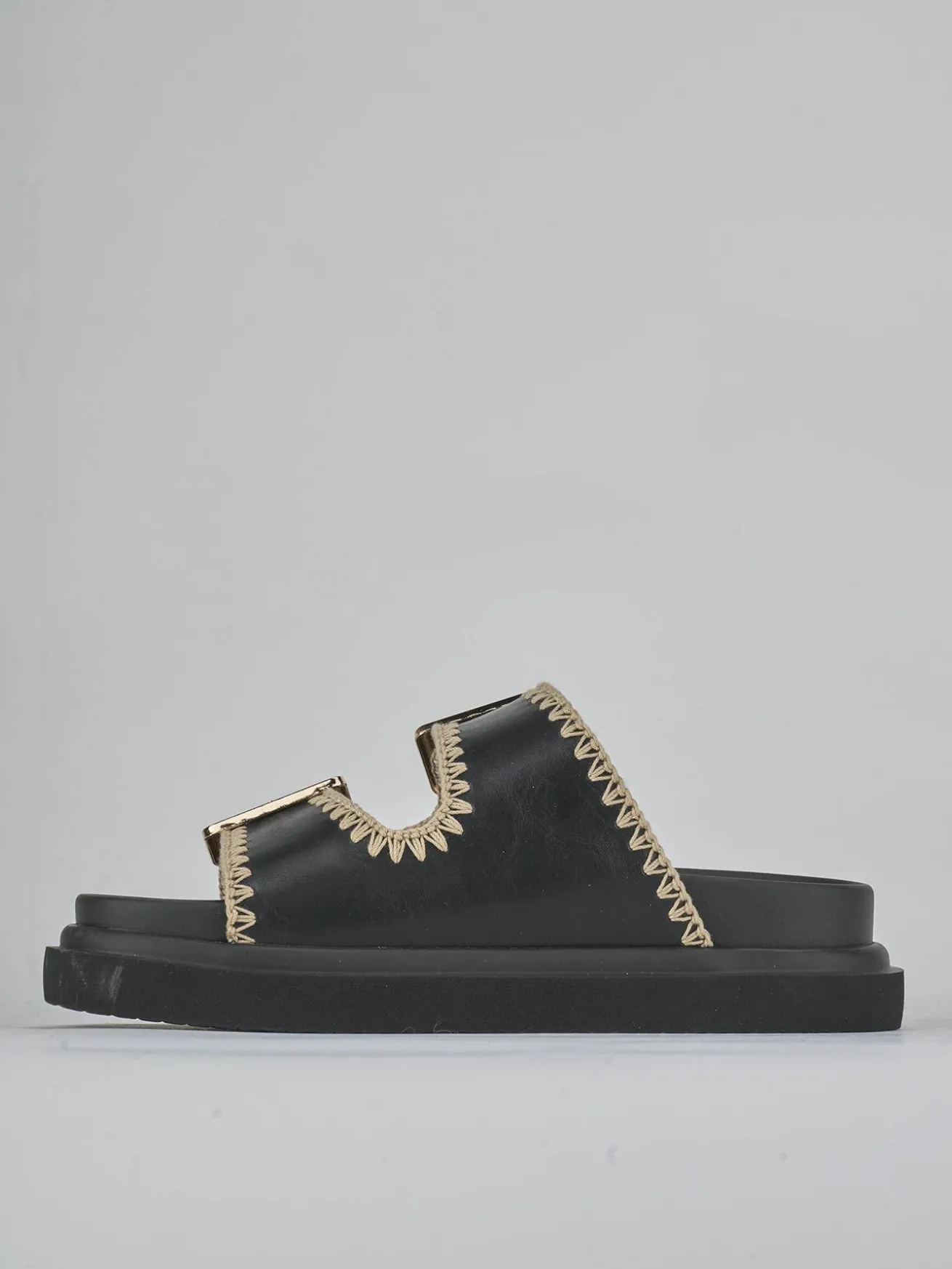 Ciabatte tacco 1cm pelle nero