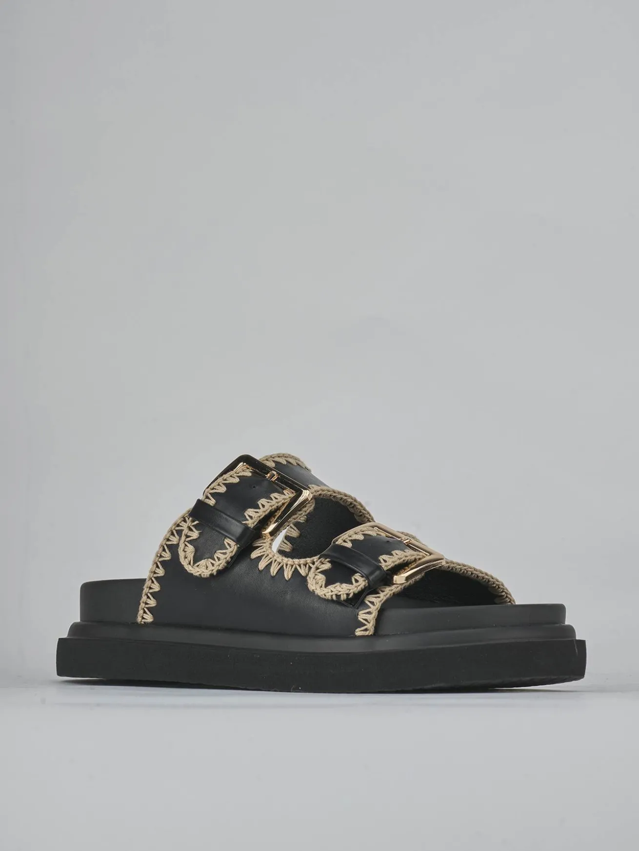 Ciabatte tacco 1cm pelle nero