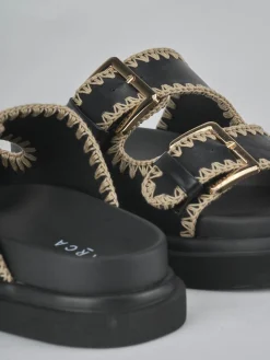 Ciabatte tacco 1cm pelle nero